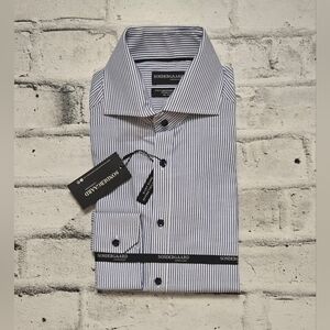 Sondergaard Men's Blue Striped Modern Fit Dress Shirt - NWT